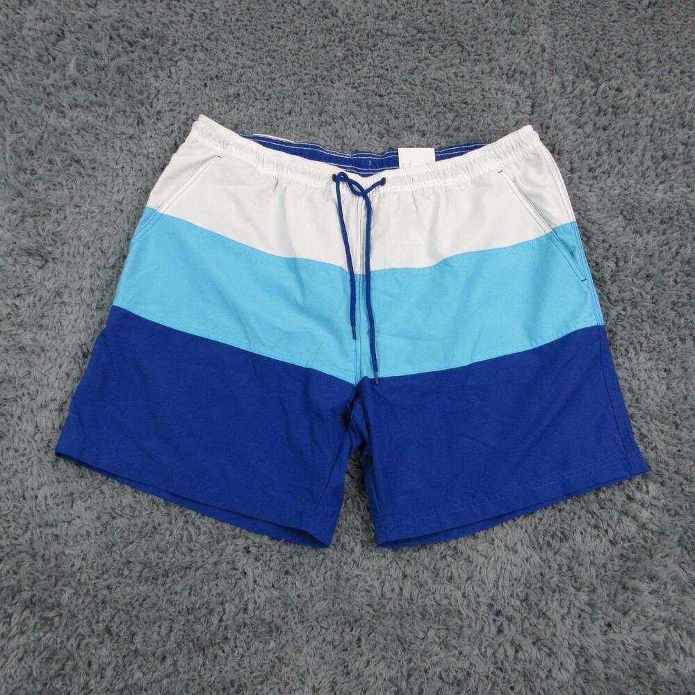 Boca Classics Swim Trunks Mens XL Blue Colorblock Quick Dry Lined 37x7* NWT
